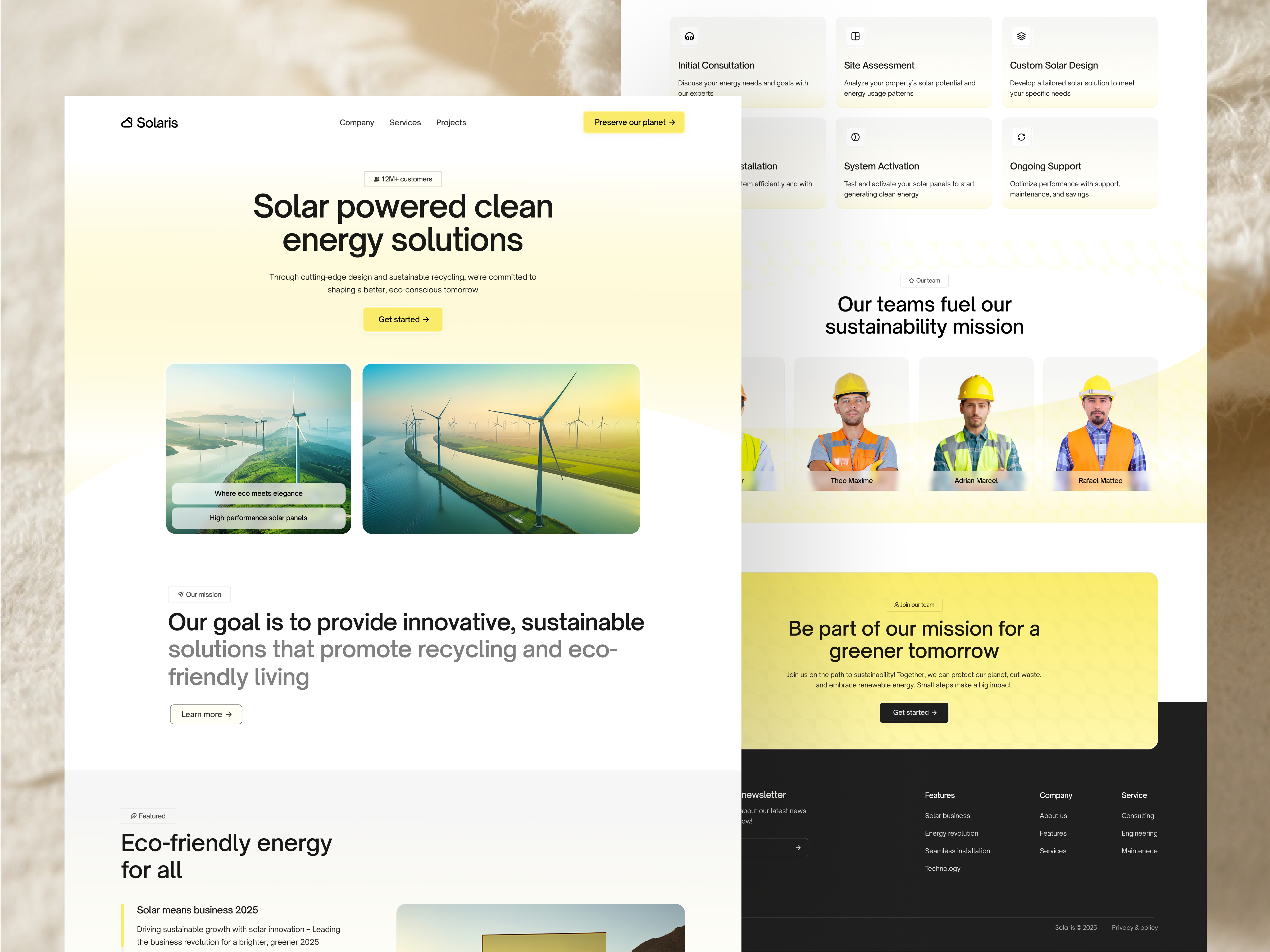 Solar Energy Website Design - Clean Power UI/UX b2b branding clean tech clean ui crm design eco friendly renewable responsive design saas solar solar energy solar system solarpower sustainable future ui web web app web design website design