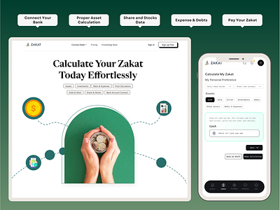 Effortless Zakat Calculator – Web & Mobile UI responsive design