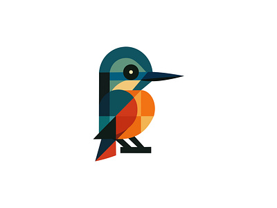 Kingfisher Geometric Logo bird logo brand identity branding geometric logo hunter bird icon illustration kingfisher kingfisher logo design logo logotype mark saas vector web3 wild life