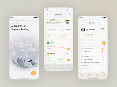 Crypto AI Trading Mobile App ai investment tools aitrading crypto signals crypto trading platform crypto wallet signals cryptoapp cryptotradingapp fintech mobile app fintechdesign trading mobile app