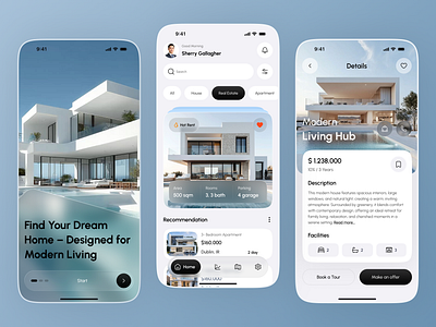 Real Estate Mobile App UI Design airbnb app booking design figma ios management mobile app nterface product design property real estate saas tenants ui ux