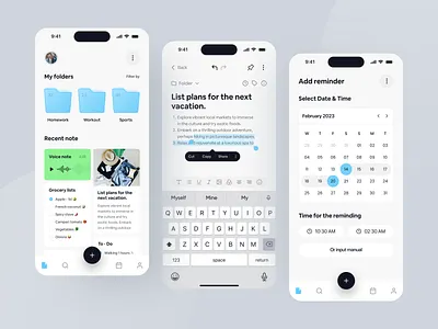 Smart Notes & Task Manager App Concept ai productivity app design calendar app ios design mobile app design mobile app ui mobile design mobile ui notes app notes taking product design productivity app reminder app smart planner task management task manager app ui uiux 2025 user experience user interface