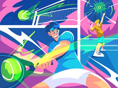 Padel Time! 🎾 badminton ball character comic fields human human illustration illustration jump padel pickleball play racket sequence sequence art serve sport sport illustration sporty tennis