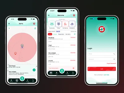 Citizen Alert Mobile App Design and Development - Shojag alert app android app app design app development app ui ux ios app mobile app design mobile app development