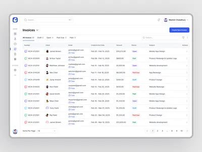 Invoice List Design for Client Portal billing client client portal details view interface invoice list list view money saas saas webapp transaction ui uiux webapp