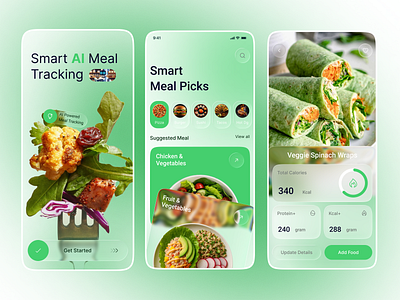 AI-Powered Nutrition & Meal Tracking Mobile App ai food ai food app ai nutrition ai powered calorie app calories fitness app food tracking ios journal app meal plan mobile mobileapp modern app design nutrision nutrition app tracking tracking app ui