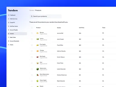 Vendor product list dashboard design. add new vendor buyer dashboard design buying selling platform create purchase order dashboard order price order summary product design recent purchase orders sales orders seller dashboard design supplier dashboard total invoice total sales total spend uigeek uigeek agency vendor vendor profile web app design