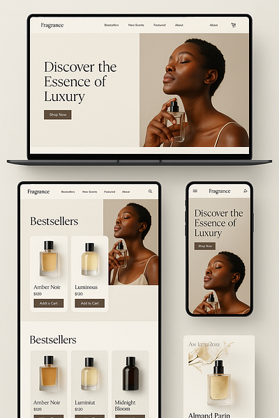 Perfume Store UI / UX Makeover – Modern E-Commerce Concept corporate design e commerce luxury mobile app mobile site modern online store optimisation perfume ui ux web design website website design wisdmlabs