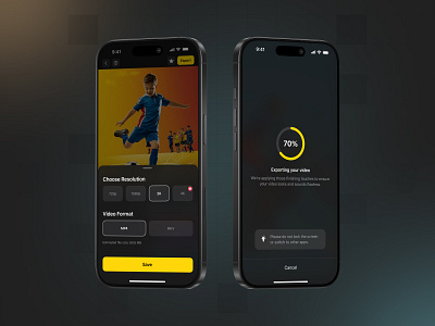 Video Editor App – Export & Save Flow UI app desig app ui clean design creative app export ui figma design ios app ui minimalist ui mobile app design mobile tools mobile ui product design saving flow ui ux design user flow user interface ux design video app ui video editor app video rendering