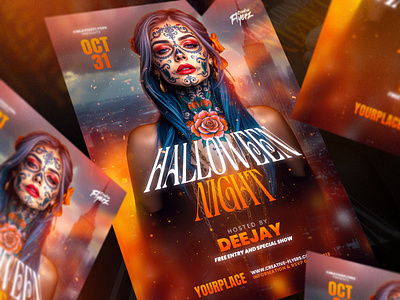 Day of the Dead Vibes - Poster catrina creative creative flyer flyer flyer templates graphic design halloween halloween graphics october photoshop poster tattoo