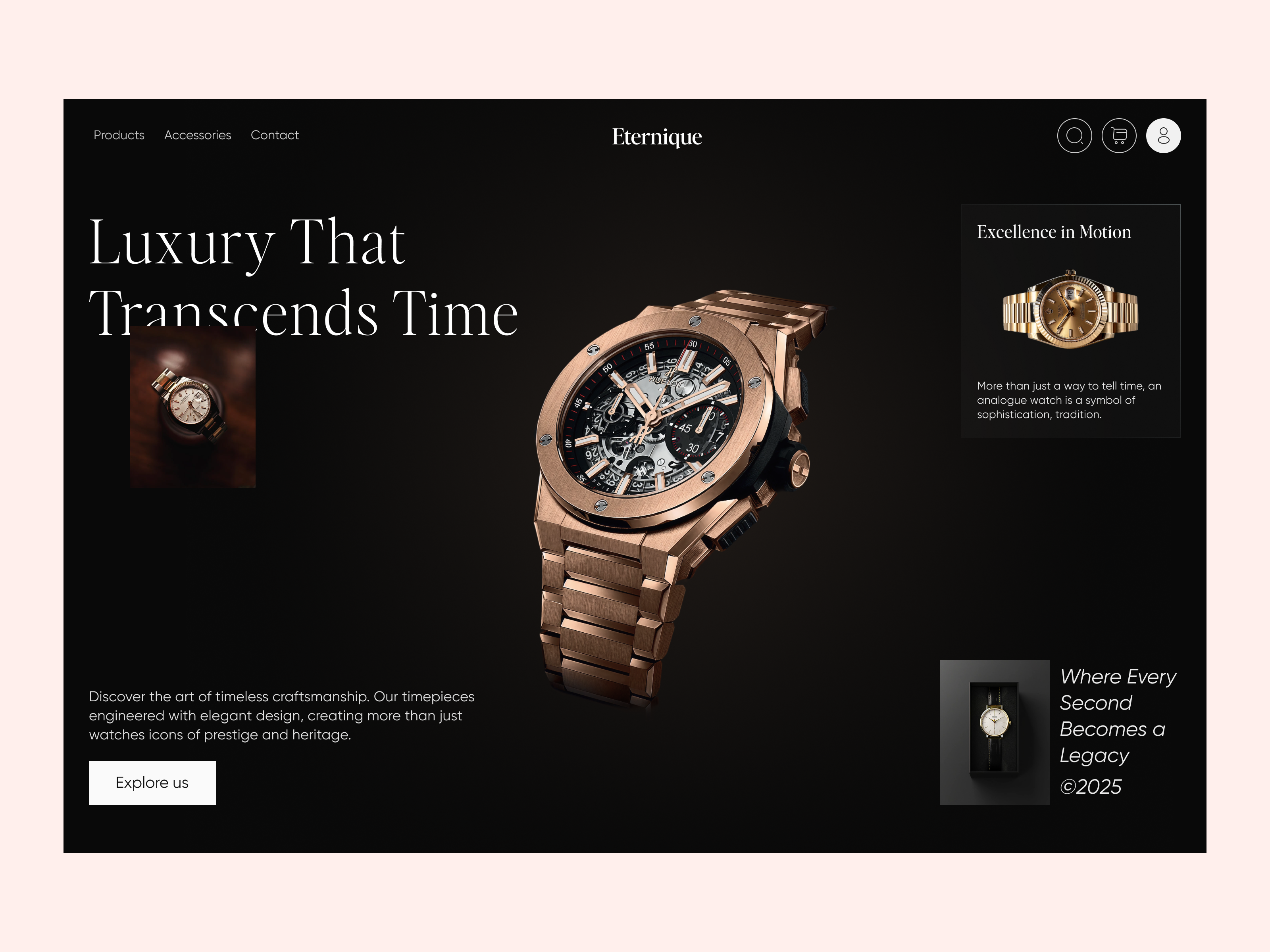 Luxury Watch Brand Website UI Design b2b branding ecommerce hero section home page landing page luxury luxury brand luxury website minimalist design online store product product page ui user interface ux ux design watch web design website