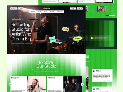 Suneater - Landing Page Design business site company profile design design studio landing page landing page ui modern design music website record recording studio studio recording platform studio website ui uidesign uiux ux uxdesign web design web page website