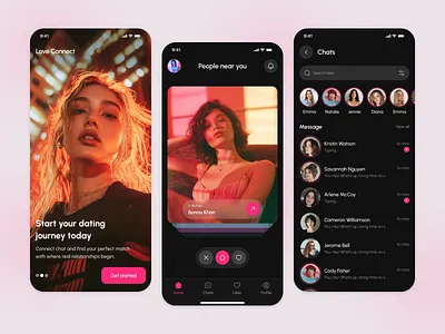 Dating Mobile app app app design chatapp chatting dating dating app ui datingapp datingappdesign livechat love app match finder matching matchmakingapp matrimony app mobile mobile ui online dating social media app swipeapp tinder