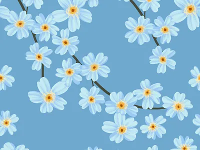 Sweet Forget-Me-Nots on Blue. Seamless pattern blue fabric fashion flower pattern romantic seamless textile