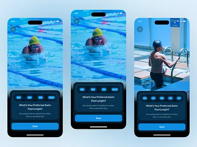 Dive In – Swimming iOS App Design app app design fitness fitness application health ios ios app log in mobile ui onboarding pregnant sport app swim swimmers swimming pool swimming pool service tracking user experience workout