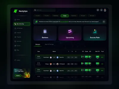 AI-Powered Football Prediction Dashboard ai analytics dark theme design data driven ui football app football predictions gambling ux match stats dashboard sports betting sports betting ui sports dashboard sports data visualization web app web design