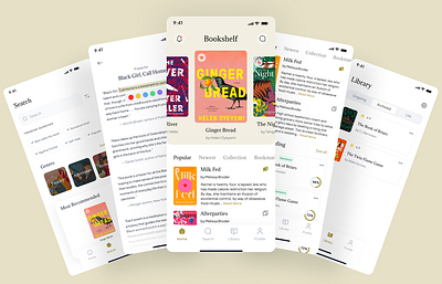 Bookshelf bookshelf mobile app branding creative design illustration logo ui design uiux web
