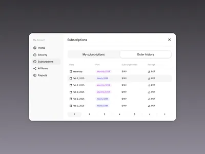 Order history - SnowUI ui design