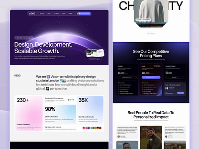 Vexo – Creative Agency Website Design about page ui agency website design comparison ui creative services ui gradient background design hero section design landing page design landing page ui modern hero banner modern website pricing page ui subscription plans design testimonial section video testimonials ui