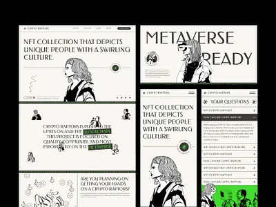 Crypto Raptors - NFT landing page(002) ai anime blockchain bold chatgpt colorful crypto cryptoart green landing page minimal modern motion graphics nft tm22b trand ui web web design website