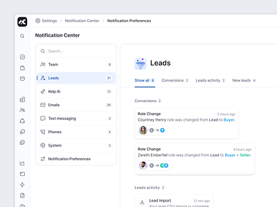 Notification center for dashboard saas real estate web app ui/ux agents dashboard ecommerce error leads market notifications product design property real estate saas selling sidebar system toast ui ux web app