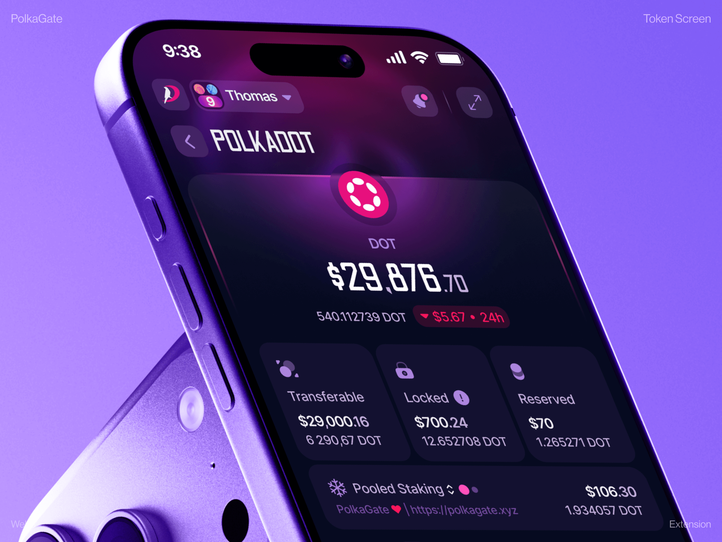 PolkaGate: Token Page Non-Custodial Wallet ai dashboard artificial intelligence blockchain app crypto app crypto exchange crypto payments crypto wallet cryptocurrency dashboard ui ethereum finance financial app fintech memecoin mobile design platform product design token trading web3 design