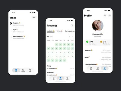 Sharpn - Minimalistic Habit Tracking iOS App app app design habit habit tracker habit tracker app ios minimalistic mobile mobile app mobile app design ui ux