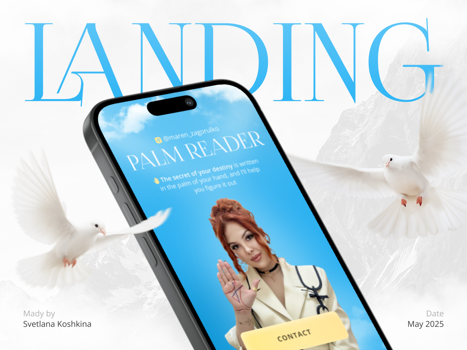 Landing page design for Palm reader Marina Zagorulko design first screen landing palm palm reader ui ux web design website