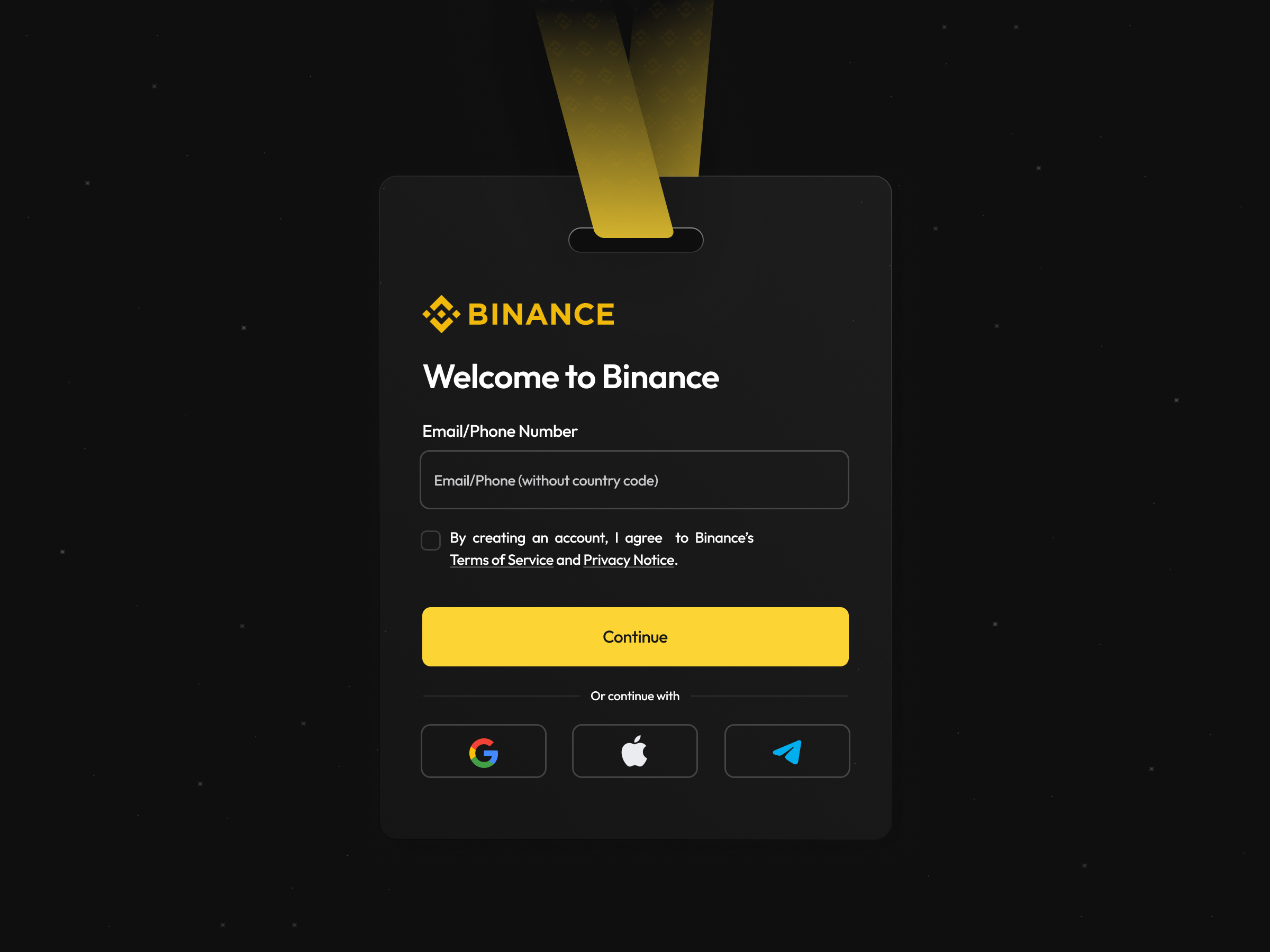Binance Crypto Login UI Design crypto login design login page login ui ui web3 design
