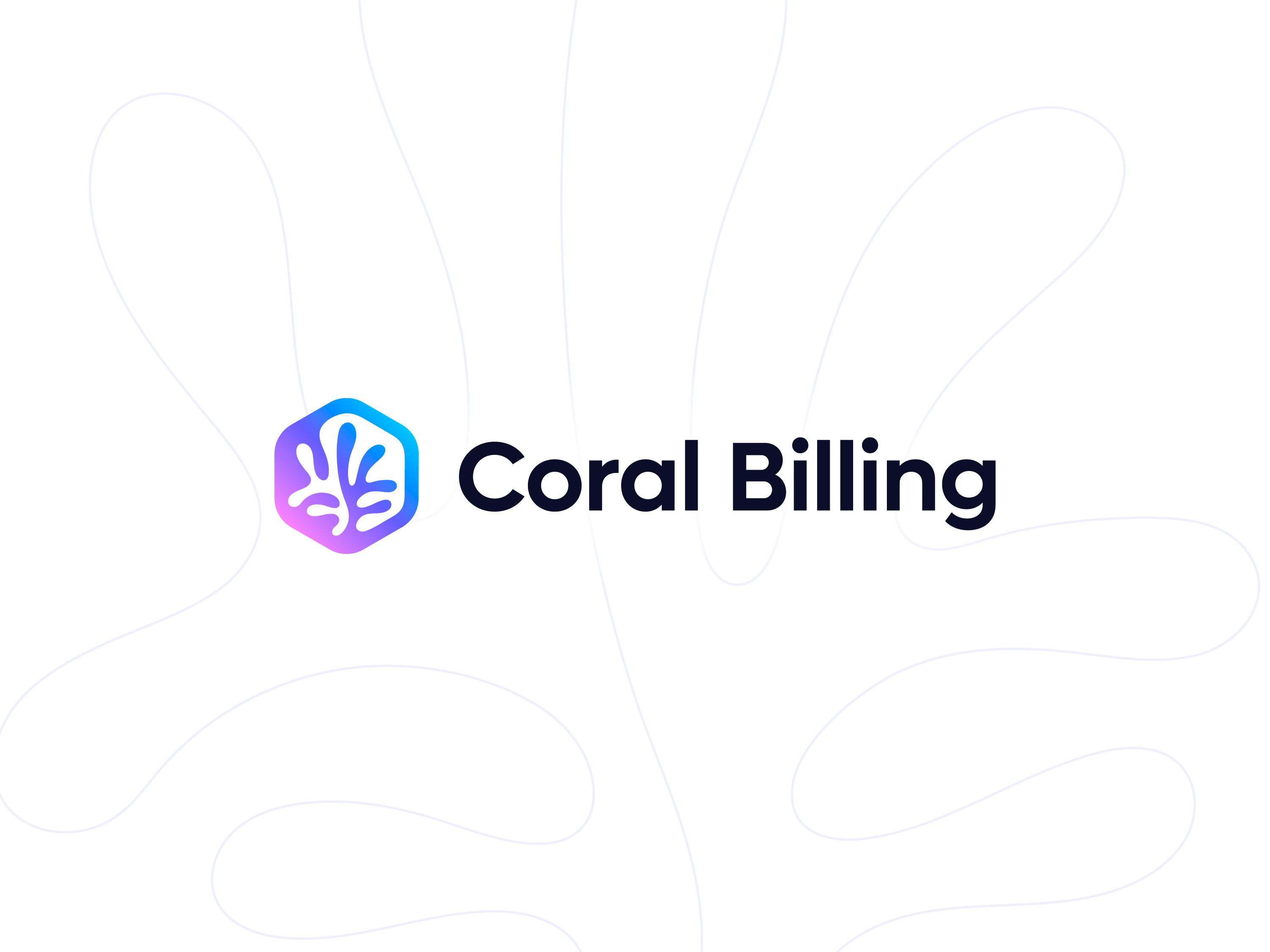 Coral Billing logo design accounting billing branding coral emblem finance fintech geometric gradient hex hexagon icon logo logotype modern negative space organic smart tech visual identity