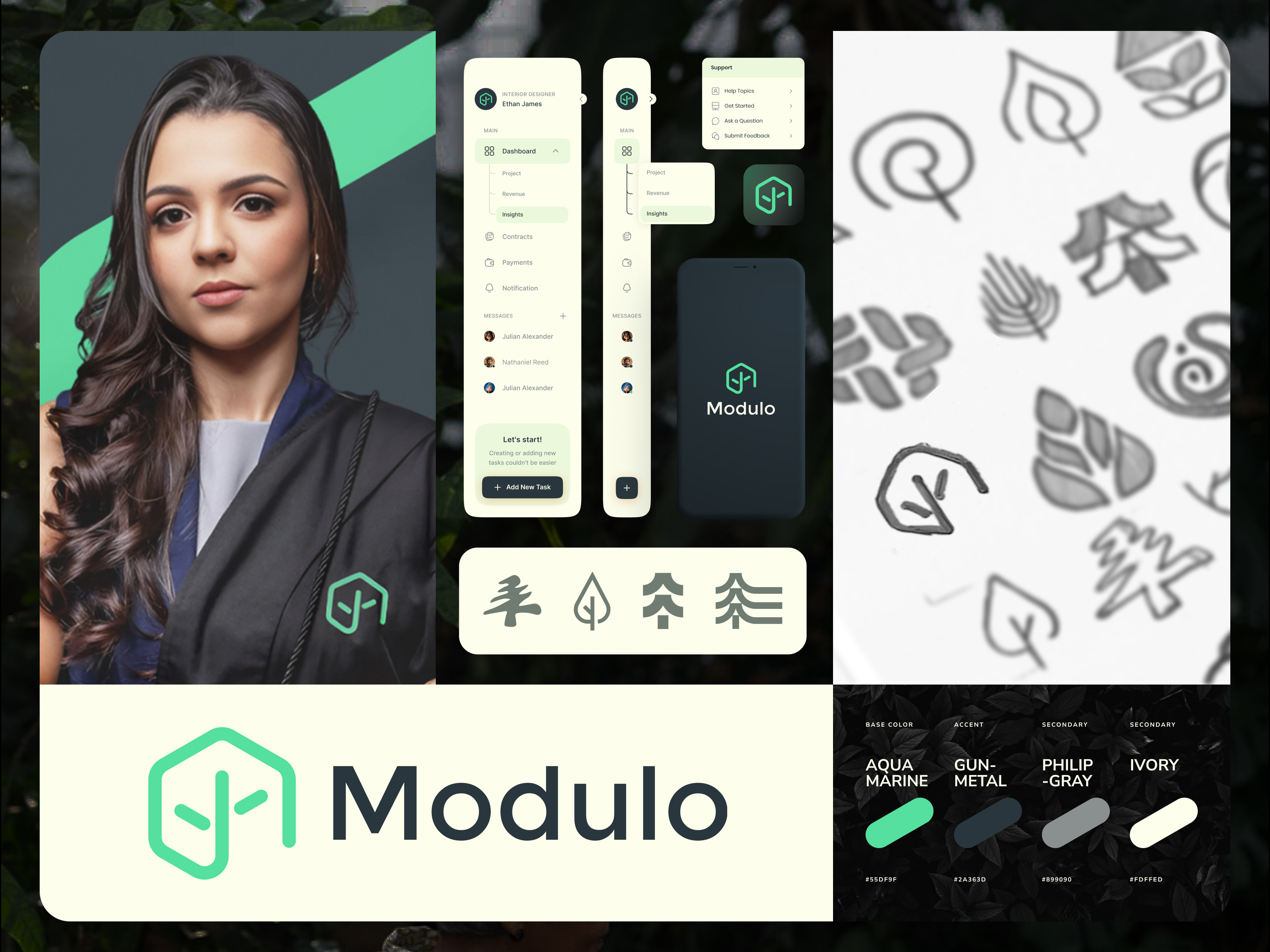 MODULO(Global Networking Tool) Branding- Logo to website & more brand bible brand book brand design brand designer brand guideline brand identity brand style guide branding branding kit community design logo logo design logo identity network plant studio tree visual identity website design