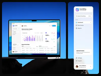 Dashboard Design • Coral Billing cleanui dashboard financeapp fintech interface invoice minimalist saas sidebar ui uxui wegrow