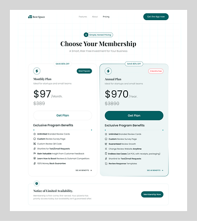 Subscription Plan UI/UX clean pricing page conversiondesign membershipui pricing pricing cards pricing plan product design saas saas platform subscription plan subscriptiondesign web design webappui website design