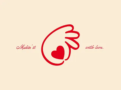 Makin' it with love. brand brand identity branding design food food brand food branding hand hand drawn identity italy logo love mark red simple symbol vector visual identity