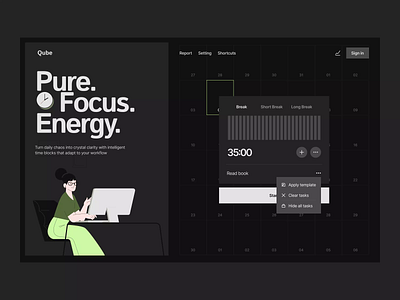 Qube task platform animation calendar app crm dark ui dashboard design illustration motion graphics platform task task platform ui ux ux ui web web design website website design work tool workflow
