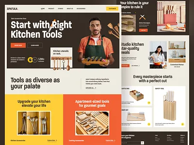 Spatula - Website Design for Kitchen Accessories cooking cooking accessory cooking essential cooking set ecommerce ecommerce website efficient cooking food homepage kitchen accessory kitchen design kitchen interior kitchen set landing page online store recipe uidesign web design website website design