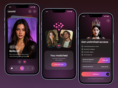 LoverAI – Smart Dating App ai app ai dating ai dating app design app design bumble app couple date datingapp livechat luxury dating marriage app masud rana palash match finder matching matrimony app mobile moderndating relationship app social media app tinder