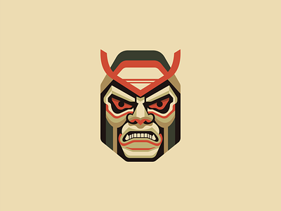 Samurai Mask Logo abstract bold branding design emblem face icon identity illustration japan logo mark martial arts mask ronin samurai symbol traditional vector warriori