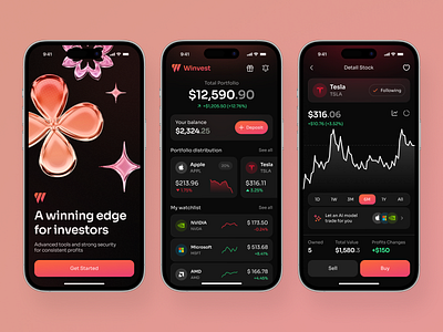 Fintech Mobile App for Investment Portfolio android app design application ui charts dashboard data visualization finance app fintech graphs investment app ios mobile app mobile app design mobile ui modern ui popular ui design ui ux