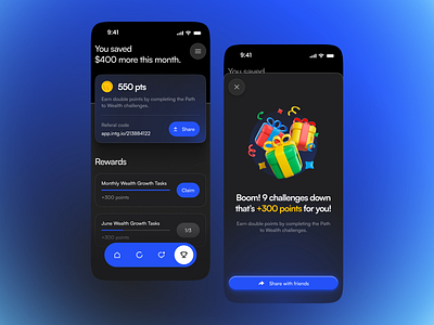 Gamification in Finance App (Reward Hub) dashboard figma financial financial app fintech gamification graphic design interaction design mobile app popup product design reward reward hub reward system ui ui design ux design