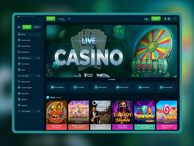 Casino Dashboard Design casinoapp casinodashboard casinoui dashboarddesign gamblingplatform gamedashboard livecasino onlinecasino open case slotgames sportsbookui web3gaming