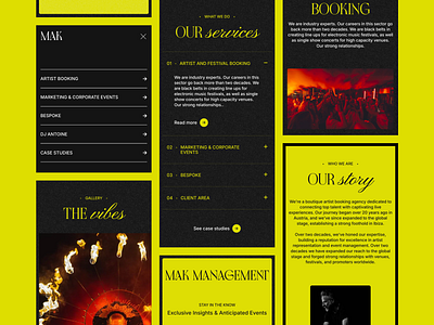 MAK Management pt.06 art direction bold branding design graphic design minimal mobile music neon party typography ui web