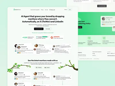 AI Mention Marketing Platform ai conversion linkedin marketing social media ui ux web design