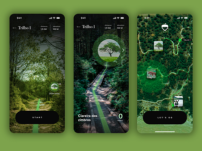 Geo tracking app animal spotting app biodiversity biologist clean design dark mode design eco tourism ecology fauna flora geo tracking hiking map interface mobile app ui nature outdoor species info trail tracker wildlife