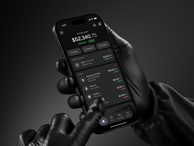 Finance App Dashboard – Non-Custodial Wallet Concept clean ui crypto app crypto wallet dark mode ui dark ui dashboard design debit card finance app finance dashboard fintech app home screen minimal design mobile app design mobile ui non custodial product design tokens ui design ux design wallet app