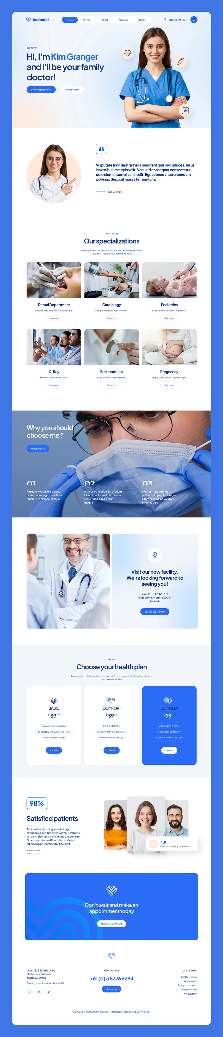 Doctor Website Template by Muffin Group on Dribbble