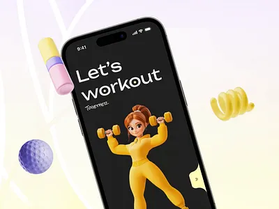 Fitness App 3d animation app clean feed fitness homepage illustration inspiration interface mobile design modern motion design sport training typography uiux video yoga