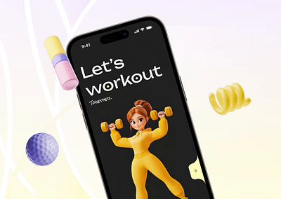 Fitness App 3d animation app clean feed fitness homepage illustration inspiration interface mobile design modern motion design sport training typography uiux video yoga