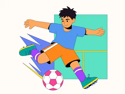Young Football Player cartoon characterdesign digitalart graphicdesign illustration playful positivevibes retro vectorart vintage