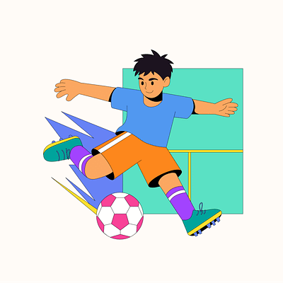 Young Football Player cartoon characterdesign digitalart graphicdesign illustration playful positivevibes retro vectorart vintage